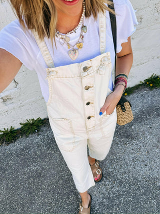catch a base ivory overalls