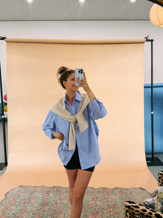 jackie layered button top - blue