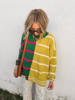 seeing double stripe sweater