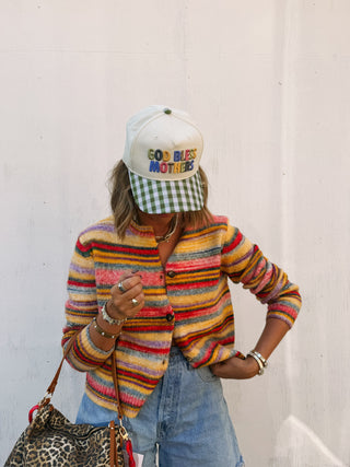 jackie stripe button cardigan