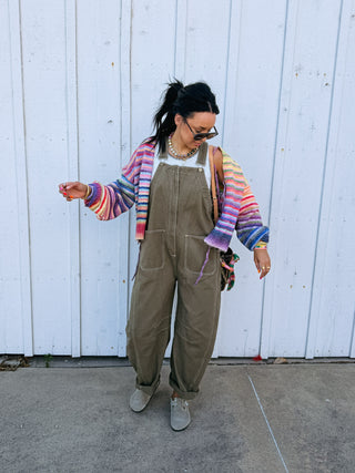 zip it up overalls - olive