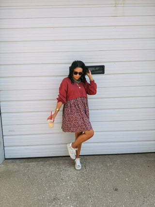 merlot floral mini dress