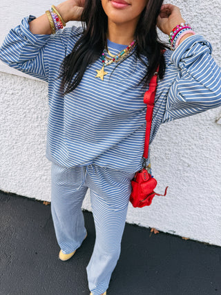 soulmate stripe two piece set - blue