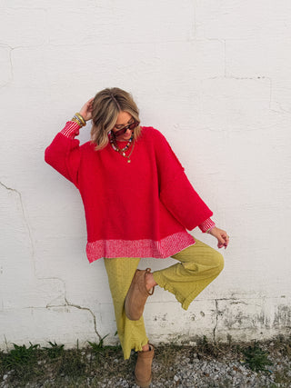 oversized cranberry slouchy sweater