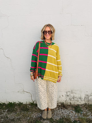 seeing double stripe sweater