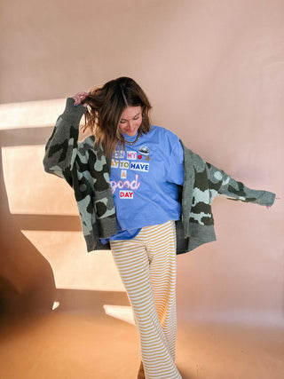 fall in line foldover pants - lemon / ivory