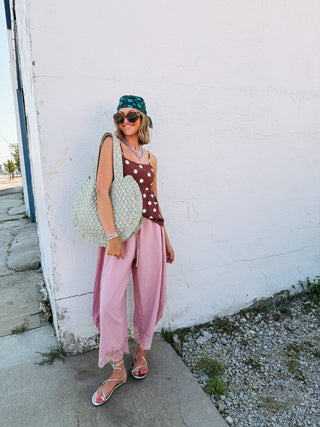 boho bloomer pants - mauve