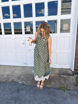playful polka dot dress - olive