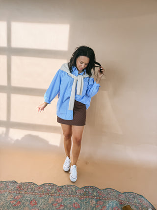 jackie layered button top - blue