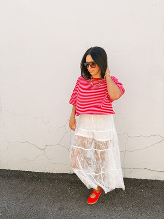mamma mia lace maxi skirt