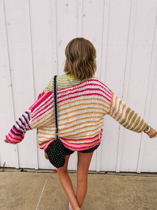 rush hour multicolor cardigan - pink