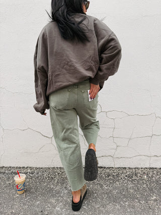 vervet | oh so olive barrel jeans