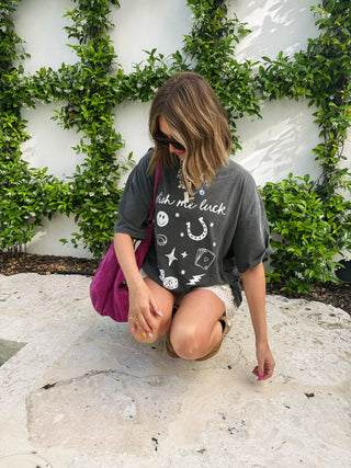 ETTA OG | wish me luck graphic tee - charcoal