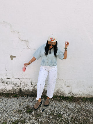 catch my drift denim top