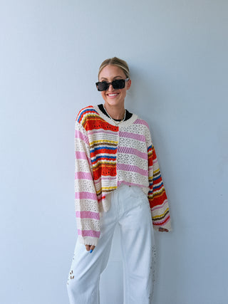 POL | rainbow contrast sweater