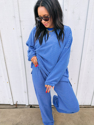 feeling fuzzy lounge pants - royal blue