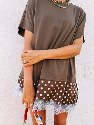brownstone polka dot layered top