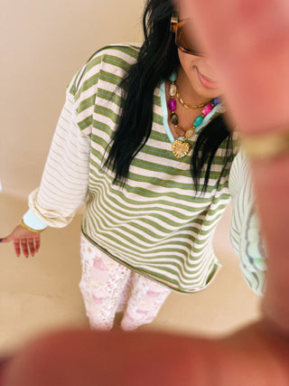 the power of stripes top - green