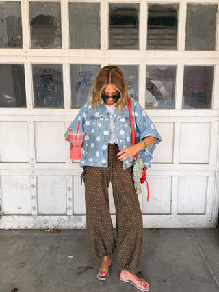 denim dot cape jacket