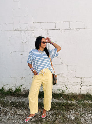 oversized dusty blue stripe tee