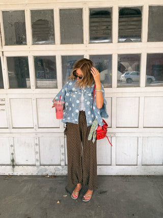 denim dot cape jacket