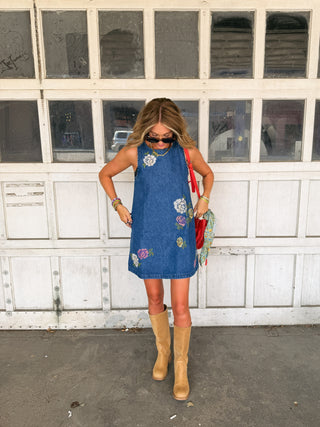 aida floral denim dress