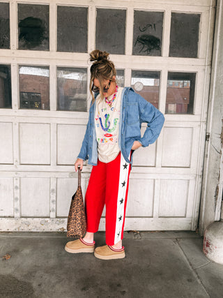 track star pants - red