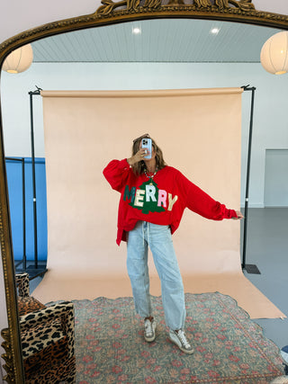 very merry tree sweater top
