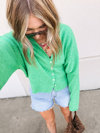 monica cardigan - kelly green