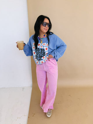 girly gingham pants - light pink
