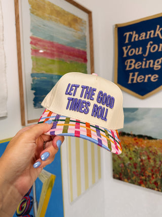ETTA OG | good times roll trucker hat - plaid / purple
