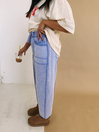 dazed drawstring pants - periwinkle