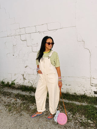 zip it up overalls - cream