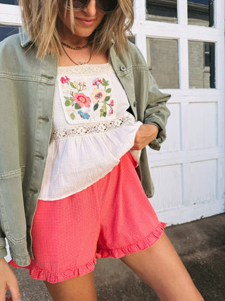 strawberry soda gingham shorts