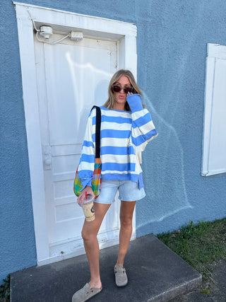 oversized sky walker stripe top