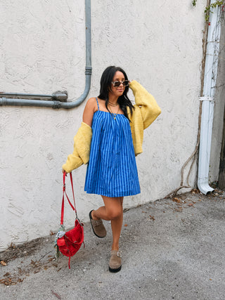 socialite stripe mini dress - blue