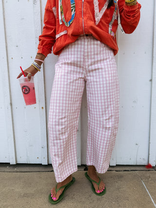 good graces gingham pants - pink
