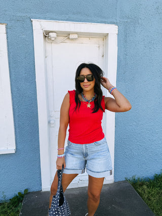ruby ruffle tank top