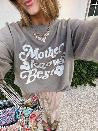 ETTA OG | mother knows best sweatshirt - charcoal