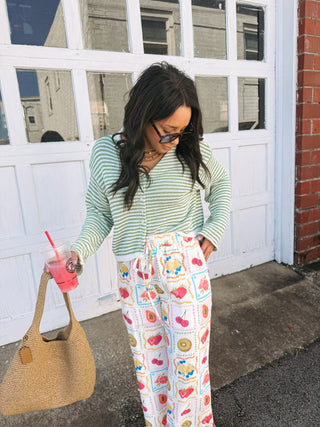 spring green stripe sweater