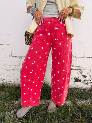 cherry coke polka dot jeans