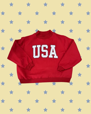 reversible flag / USA mock neck - red