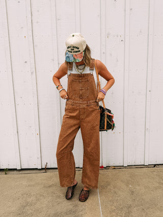 odessa washed overalls - brown