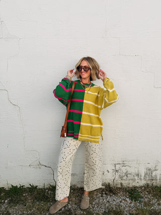 seeing double stripe sweater