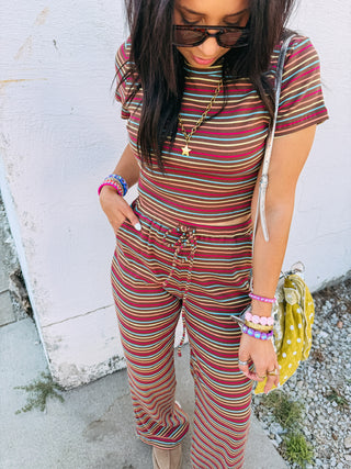 cosmic brownie stripe two piece set
