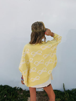 oversized bow cardigan - yellow
