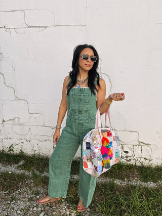 odessa washed overalls - green