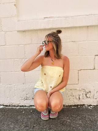 sunshine polka dot top