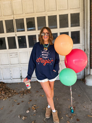 ETTA OG | the world needs your magic sweatshirt - navy
