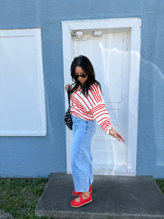 scarlet button sweater